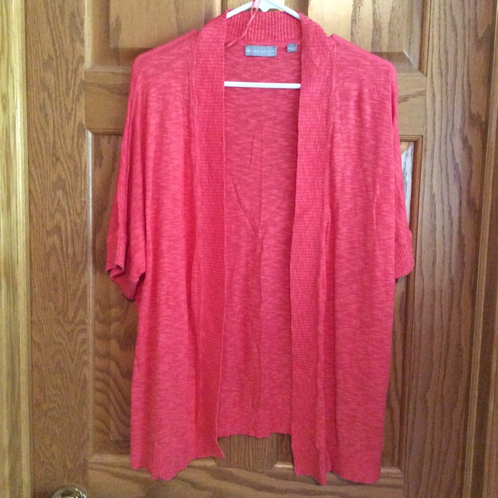 Evolution by Cyrus Short Sleeve Open-Front Cardigan Size Large